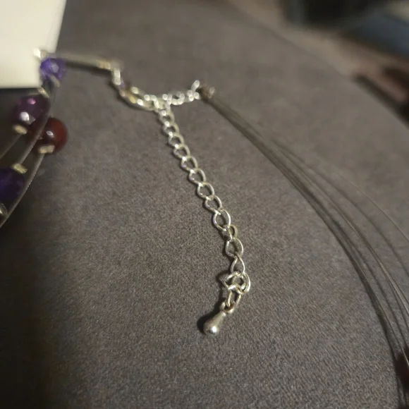 Penningtons Purple Multi-Strand Illusion Necklace & Dangle Earrings Jewelry Set - Picture 7 of 12